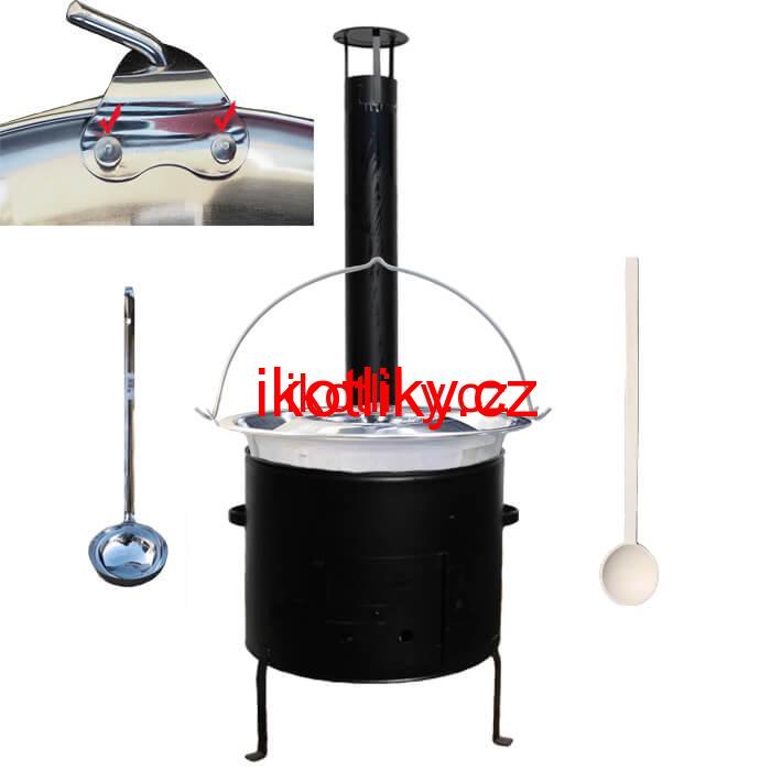 Nerezový kotlíkový set 45 cm + zesílený nerezový kotlík 30 L