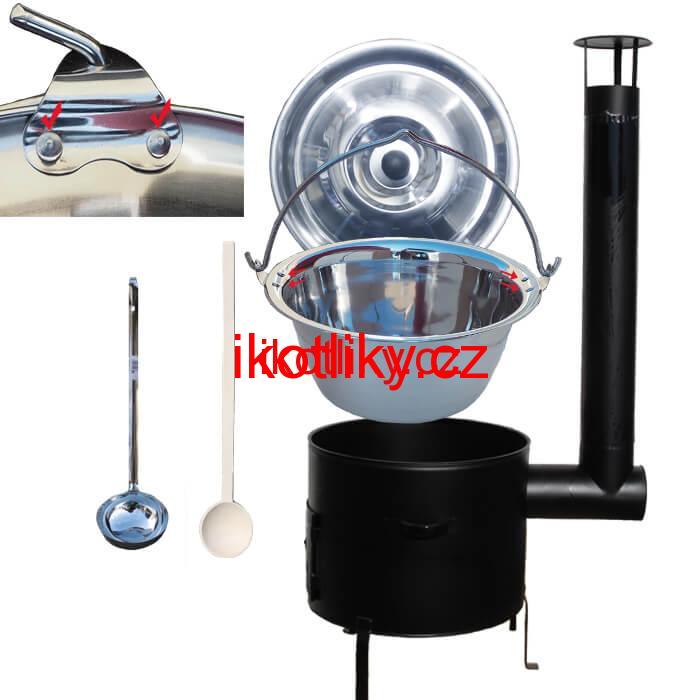 Nerezový kotlíkový set 45 cm + zesílený nerezový kotlík 30 L