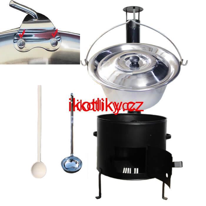 Nerezový kotlíkový set 45 cm + zesílený nerezový kotlík 30 L