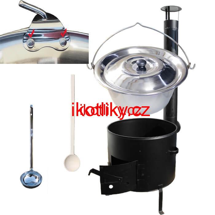 Nerezový kotlíkový set 45 cm + zesílený nerezový kotlík 30 L