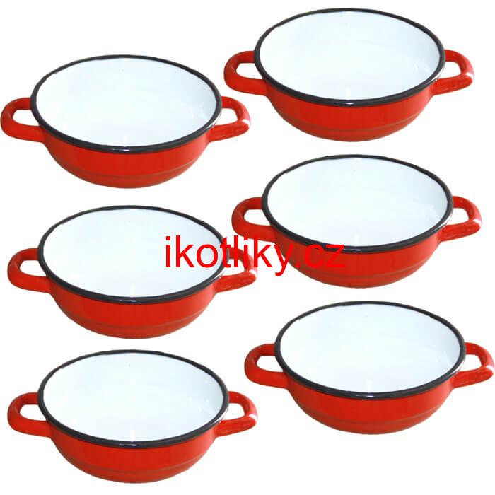 Souprava smaltovaných selských misek 14 cm 6 ks