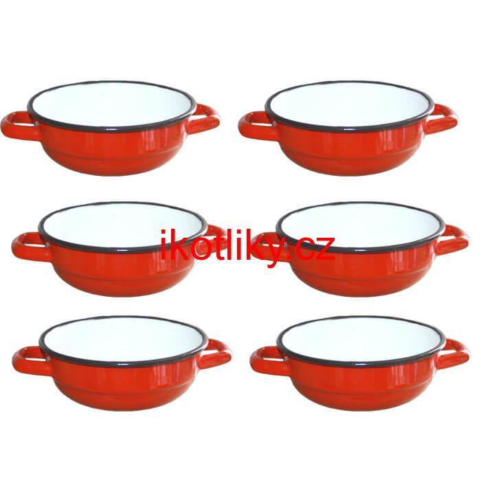 Souprava smaltovaných selských misek 14 cm 6 ks