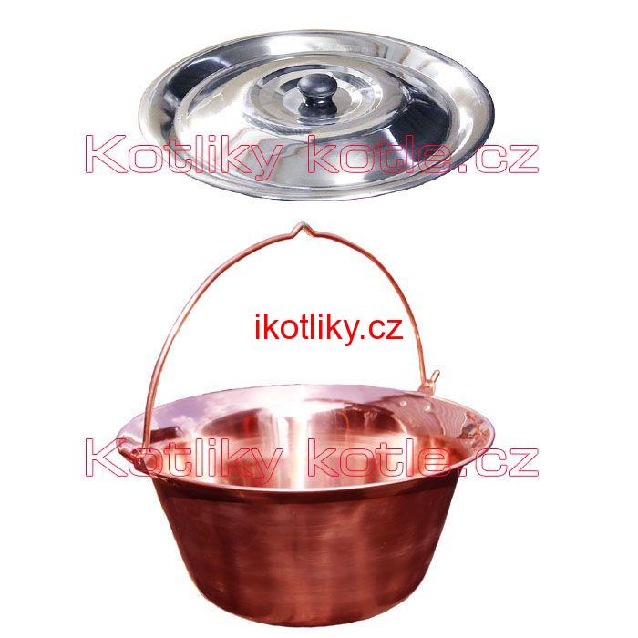 Měděný kotlík 14 L + nerezová poklice