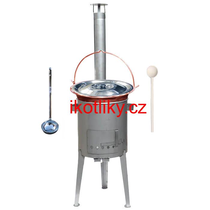 Měděný kotlík 14 L (1,2 mm) + nerezová kotlina 36 cm LUXUS
