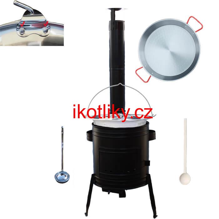 Paella ocelová pánev 46 cm s nerezovým kotlíkem 20 L (0,8 mm) a kotlinou
