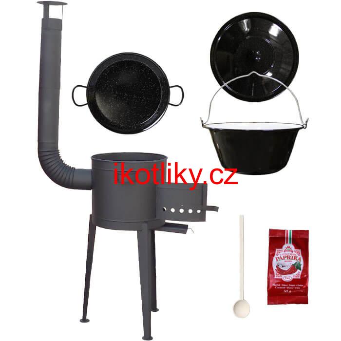 Smaltovaný kotlík 13 L + Paella smaltovaná pánev + vysoká žáruvzdorná kotlina 36 cm PLUS 600