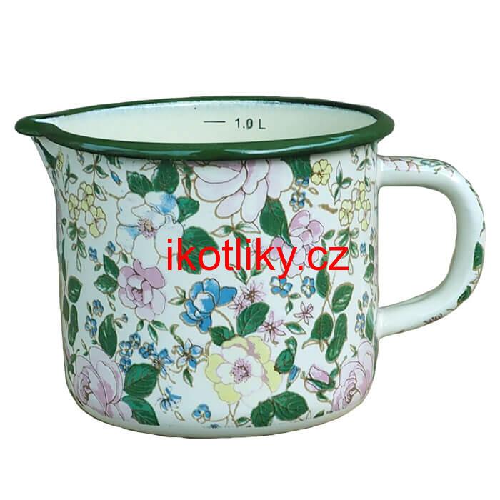 Smaltovaný hrnek s výlevkou 1 L DECOR