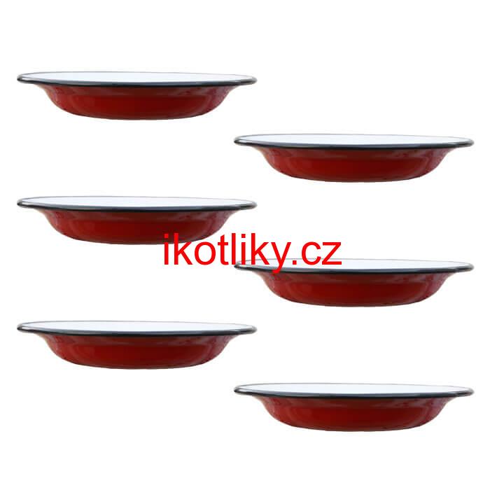 Souprava smaltovaných mělkých talířů 22 cm 6 ks