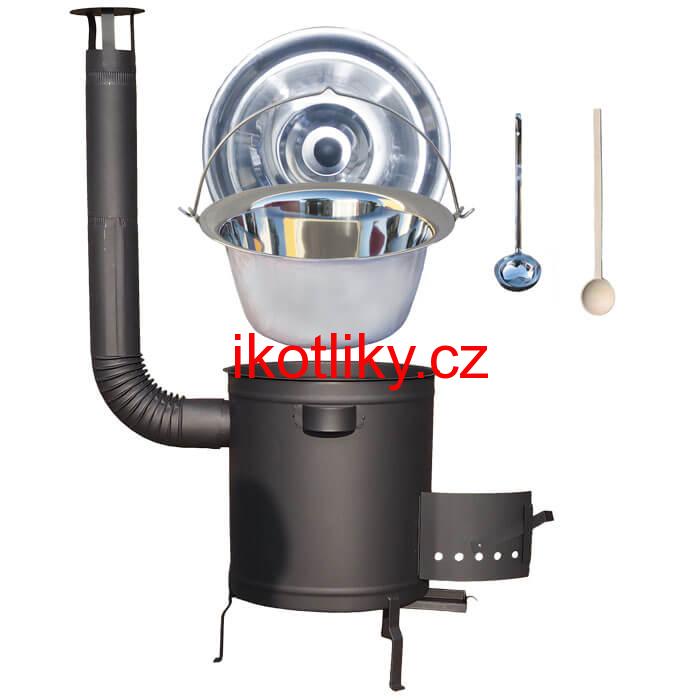 Nerezový kotlík 14 L (0,8 mm) + hrubostěnná (1,5 mm) a žáruvzdorná kotlina 36 PLUS 600