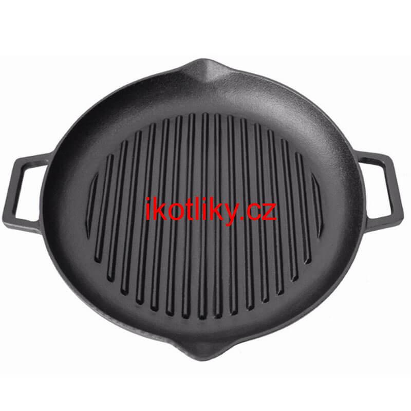 Litinová pánev na grilování 31 cm s výlevkou BBQ