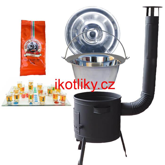 Nerezový kotlík 22 L (0,8 mm) + pepř + člověče pi už + nízká žáruvzdorná kotlina 42 PLUS 600