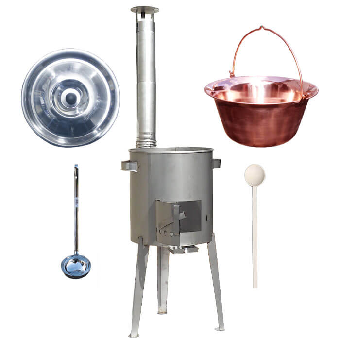 Měděný kotlík 30 L (1,2 mm) + nerezová kotlina 45 cm LUXUS