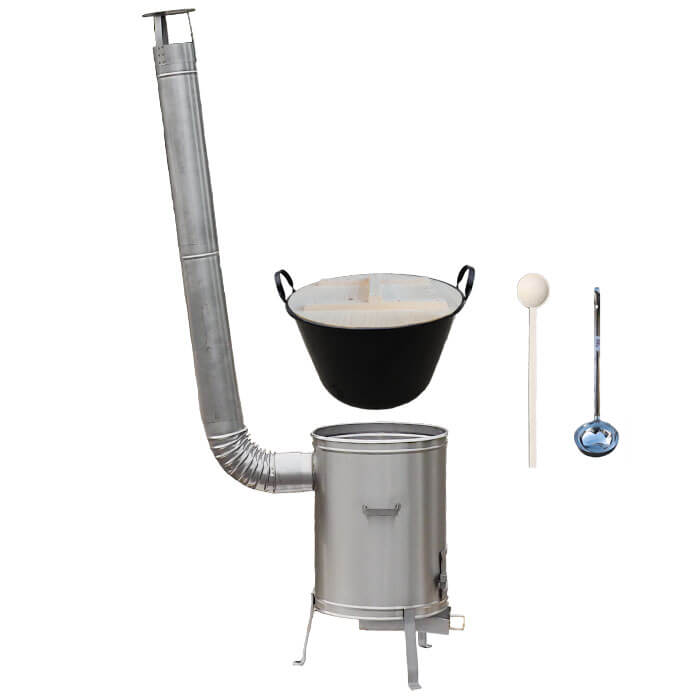 Zabijačkový smaltovaný kotel 100 L + nerezová kotlina 60 cm + vařečka a naběračka