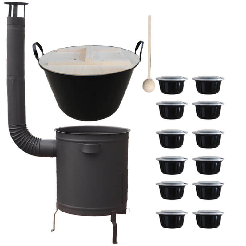 Smaltovaný kotel 100 L + silná kovová kotlina 60 cm (1,5 mm) STRONG PLUS 600 + misky 12 ks