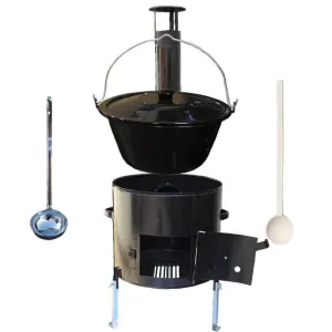 Smaltovaný kotlík 8 L + smaltovaná kotlina 31 Easy party + vařečka a naběračka