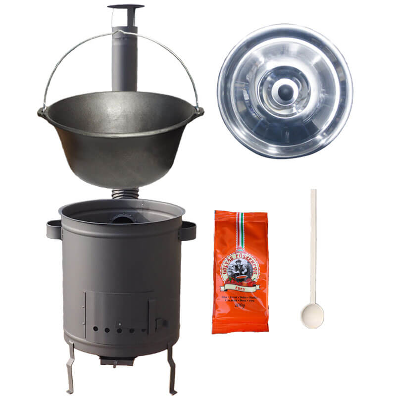 Litinový kotlík 16 L + silnostěnná kotlina 36 cm (1,5 mm) STRONG + žáruvzdorná barva Plus 600