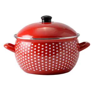 Smaltovaný hrnec 6 l červený 24 cm (tečkovaný)