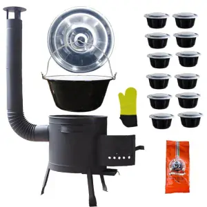 Smaltovaný kotlík 22 L (1,2 mm) + misky 12 ks + nízká žáruvzdorná kotlina (1,0 mm) 42 PLUS 600