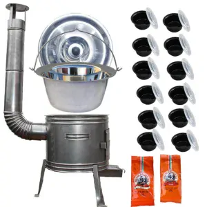 Nerezový kotlík 22 L (0,8 mm) INOX + nerezová kotlina 42 cm TOPLUX + misky 12 ks + 2 x pepř na guláš 100 g