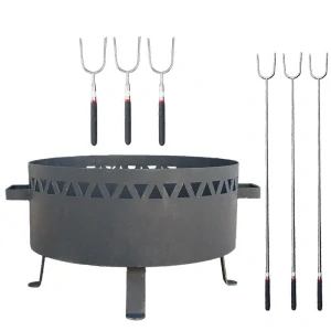 Přenosné ohniště kov (1,5 mm) FIFO žáruvzdorná barva PLUS 600 + Vidličky na opékání teleskopické 6 ks