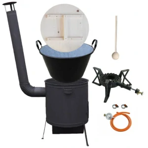 Zabijačkový smaltovaný kotel 100 L, žáruvzdorná kotlina 42 PLUS 600 4 MM, hořák 7 kW + vařečka