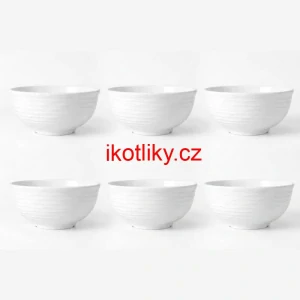Sada 6 ks: Prémiové bílé misky s kamennou strukturou (750 ml)