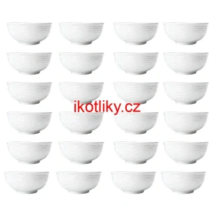 Sada 24 ks: Prémiové bílé misky s kamennou strukturou (750 ml)