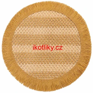 Kulatá přírodní podložka pod talíř se třásněmi 37 cm
