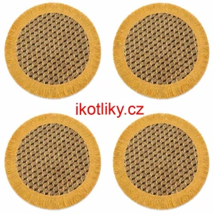 Přírodní podložky pod talíř se třásněmi 37 cm, 4 ks