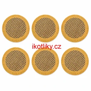 Přírodní podložky pod talíř se třásněmi 37 cm, 6 ks