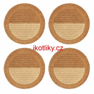 Přírodní podložky pod talíř se třásněmi 37 cm, 4 ks