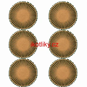 Kulaté jutové podložky pod talíř zelené s bambulkami 37 cm, 6 ks