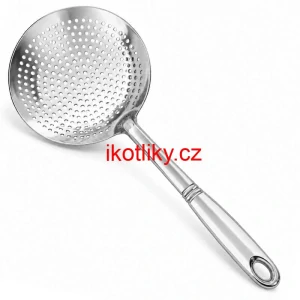 Nerezová děrovaná naběračka – sítko 19 cm, 48 cm