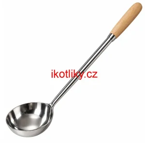 Nerezová naběračka 250 ml s dřevěnou rukojetí – délka 51,5 cm