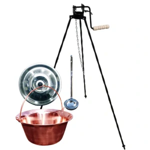 Měděný kotlík 10 L (1,2 mm) + poklice + stojan s kladkou VAR