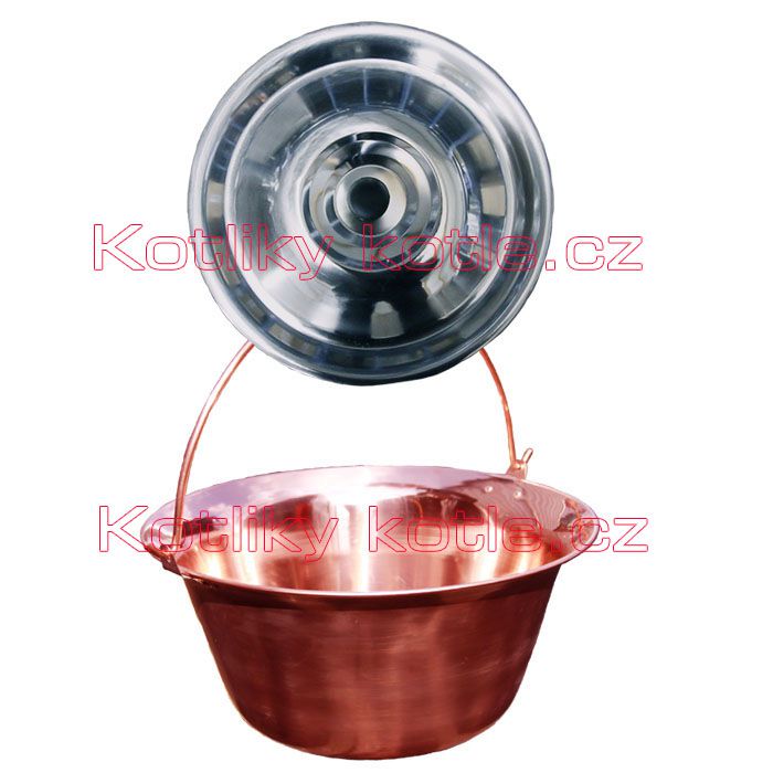 Měděný kotlík 30 L + nerezová poklice