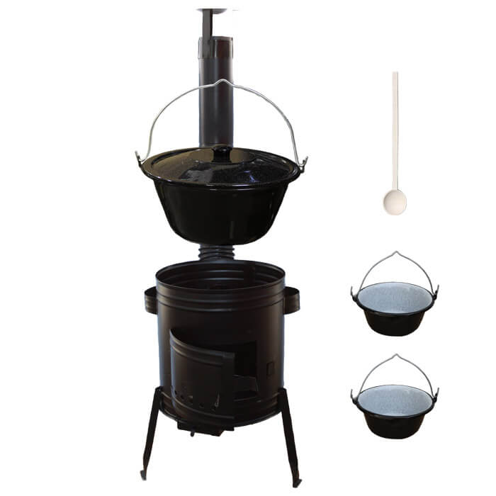 Smaltovaný kotlík 10 L (1,2 mm) + kovová kotlina 31 CLASSIC (KOV) + 2 smaltované servírovací kotlíky 0,8 L