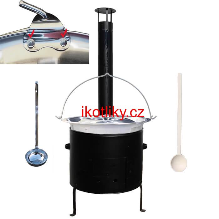 Nerezový kotlíkový set 36 cm + zesílený nerezový kotlík 15 L