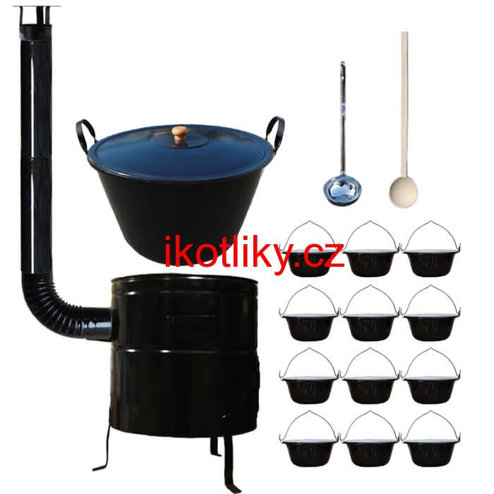 Smaltovaný kotel 60 L + servírovací kotlíky (12 ks) BIG PARTY