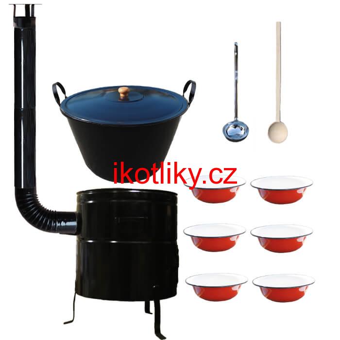 Smaltovaný kotel 70 L + smaltované talíře BIG PARTY