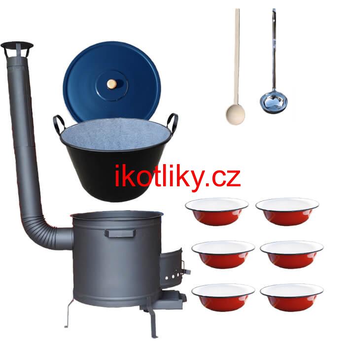 Smaltovaný kotel 60 L + smaltované talíře 6 ks PLUS 600