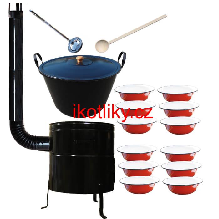 Smaltovaný kotel 80 L + smaltované talíře 12 ks PLUS 600