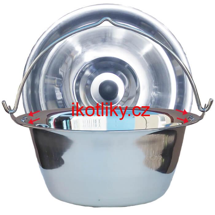 Nerezový kotlík 20 L (0,8 mm) s nýty + poklice