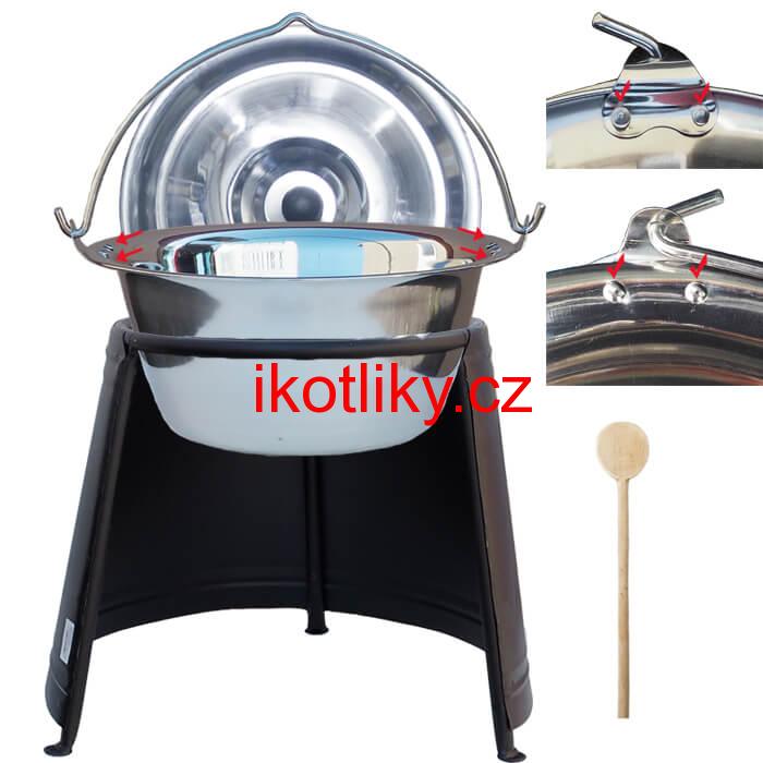 Nerezový kotlík 20 L (0,8 mm) s nýty + chránič plamene