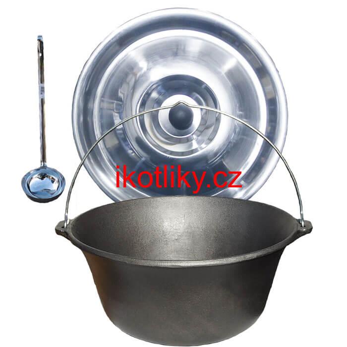Litinový kotlík 16 L + nerezová poklice