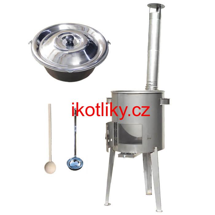 Železný kotlík 30 L (0,75 mm) + nerezová kotlina 45 cm LUXUS