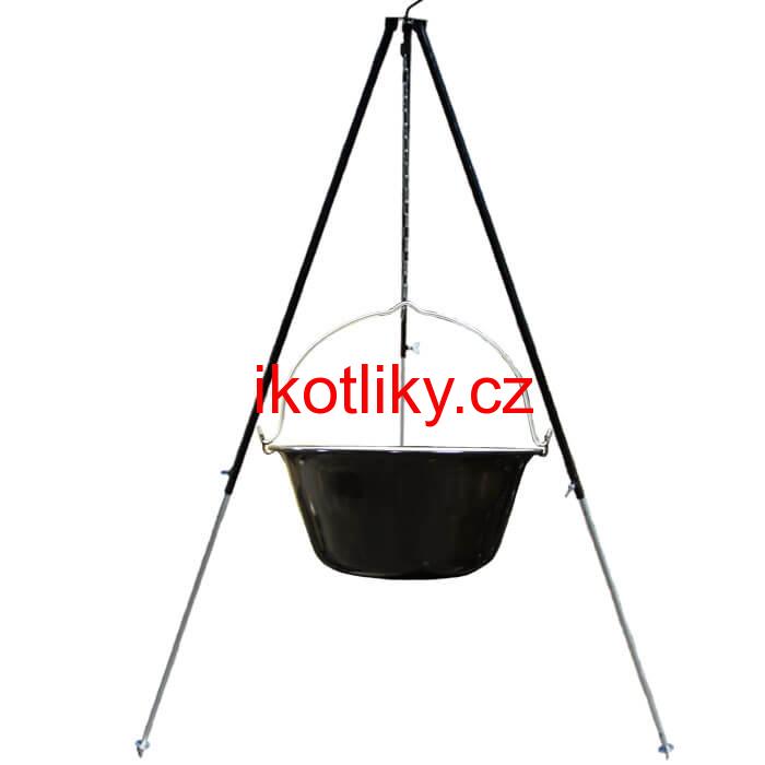 Smaltovaný kotlík 50 L + teleskopicka trojnožka 1,7 m