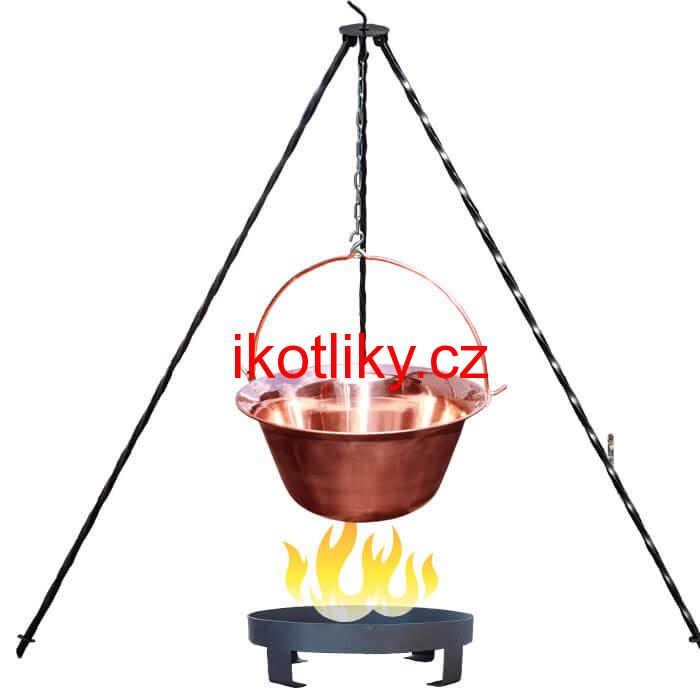 Měděný kotlík 10 L (1,2 mm) + trojnožka 1,2 m + ohniště 36 cm