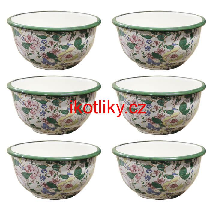 Souprava smaltovaných misek 15 cm 6 ks DECOR