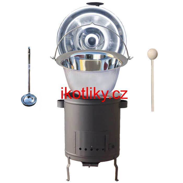Nerezový kotlík 14 L (0,8 mm) + hrubostěnná (1,5 mm) a žáruvzdorná kotlina 36 PLUS 600